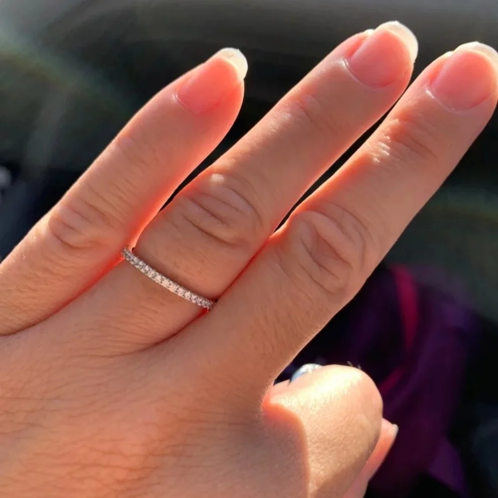 NEW 925‎ Sterling Silver Dainty Sapphire Engagement Wedding Band Ring